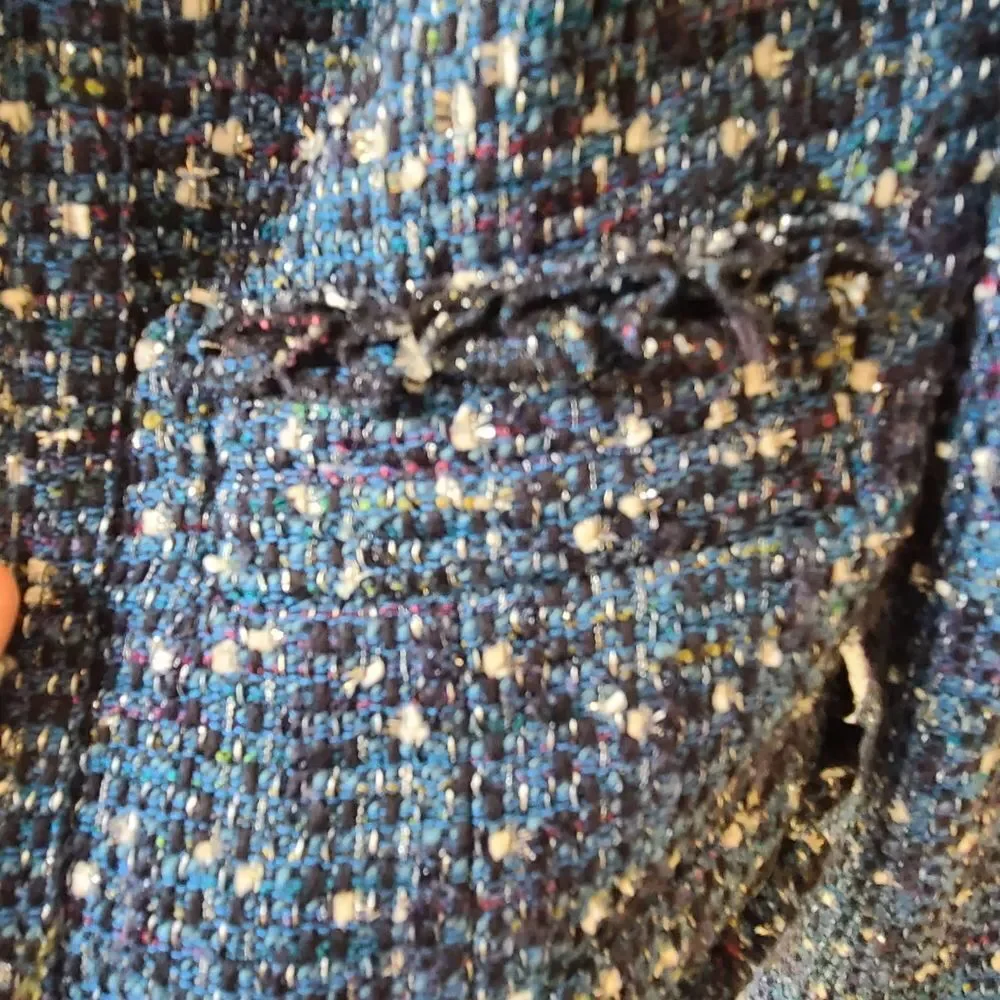 Tory Burch Blue Tweed Cropped Jacket Size 2